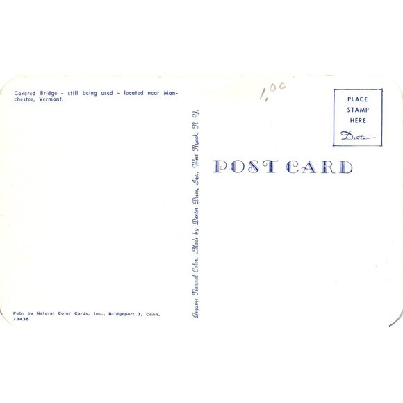 Covered Bridge Manchester Vermont Postcards Travel Vintage - Picture 2 of 2